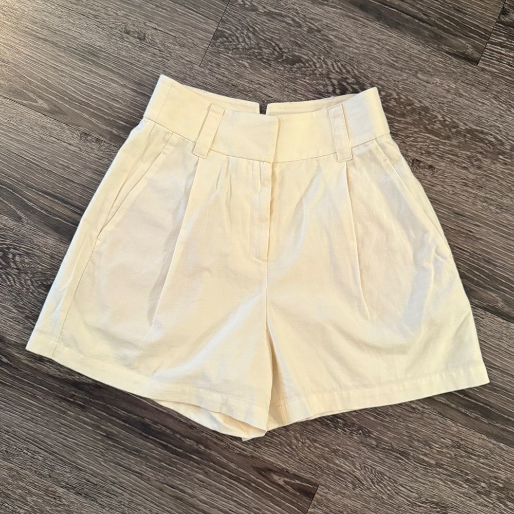 Love Bonito Banana Cream Linen Cotton Blend Trouser Shorts